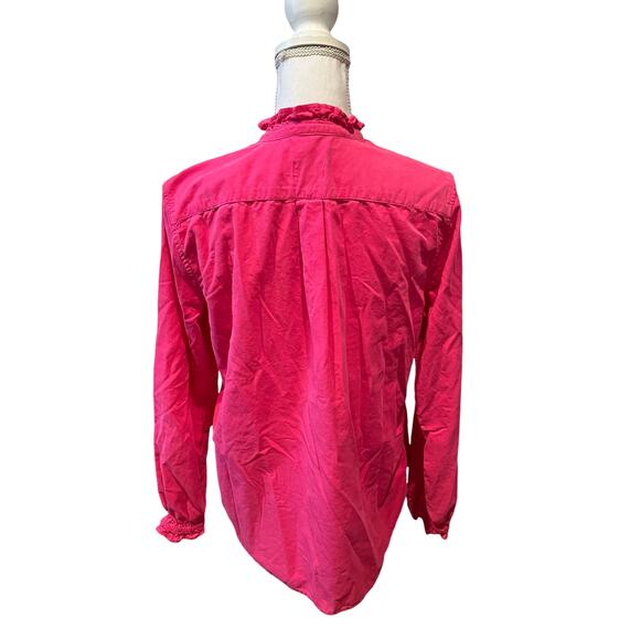 J Crew Lightweight Corduroy Ruffle Neck Shirt Hot Pink 10 - Picture 5 of 8